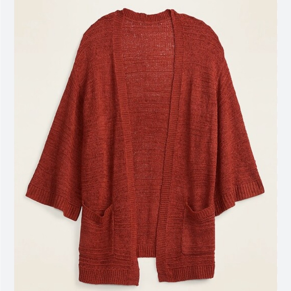 Textured Open-Front Sweater for Women XL